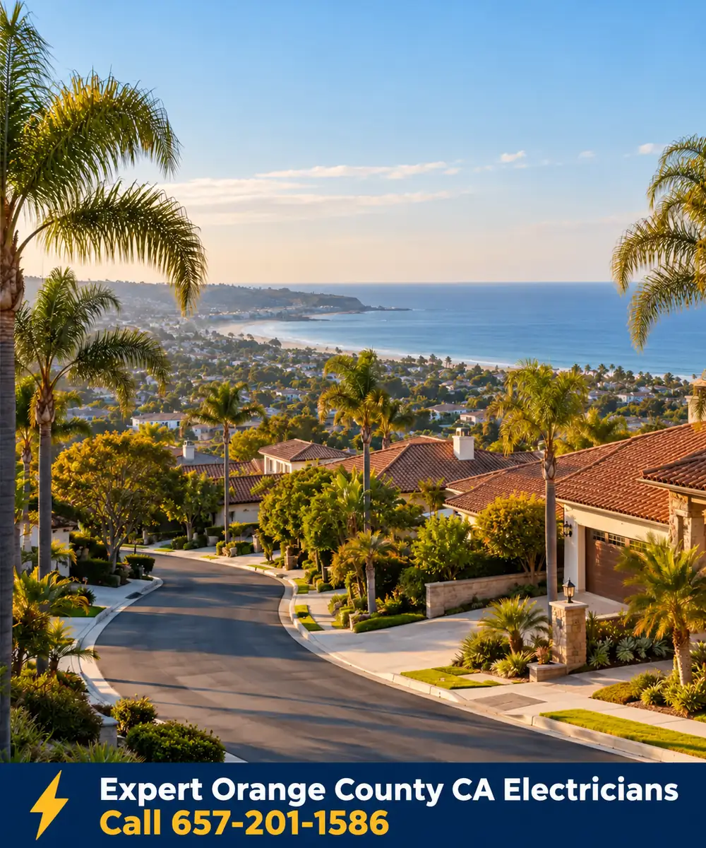 Orange County neighborhood with homes served by local electricians