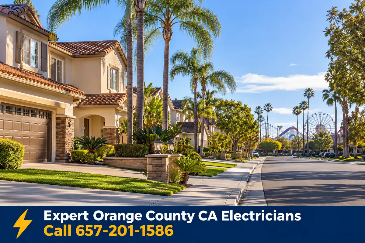 Homes in Anaheim, California, served by local licensed electricians