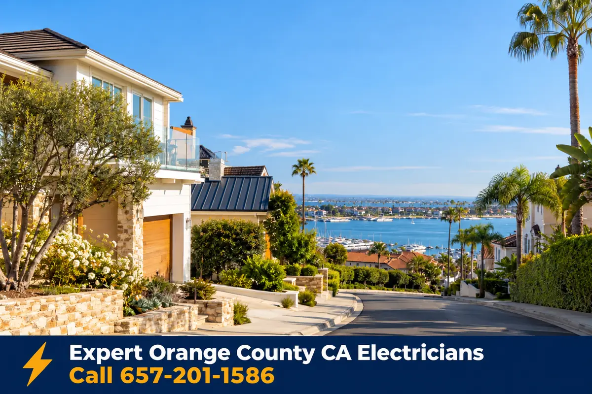 Homes in Newport Beach, California, served by local licensed electricians